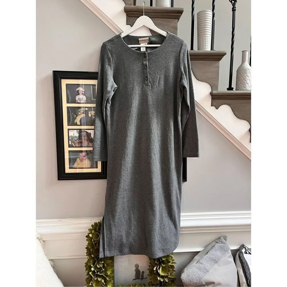 Coldwater Creek Gray Acrylic 3 Button Casual Dress sz M
